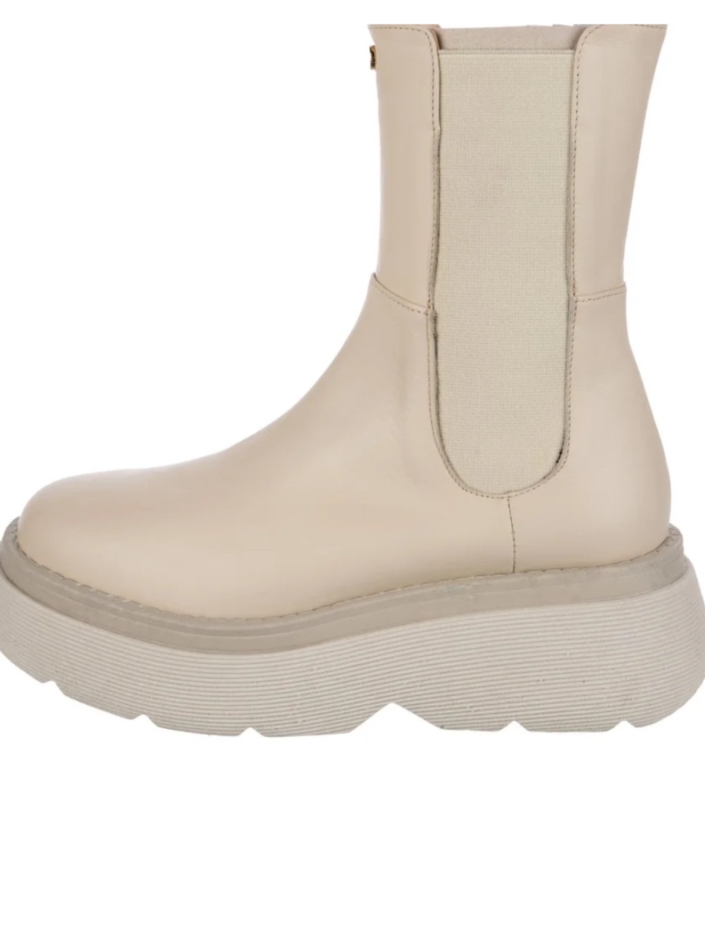 Womens Cream Platform leather  Boot